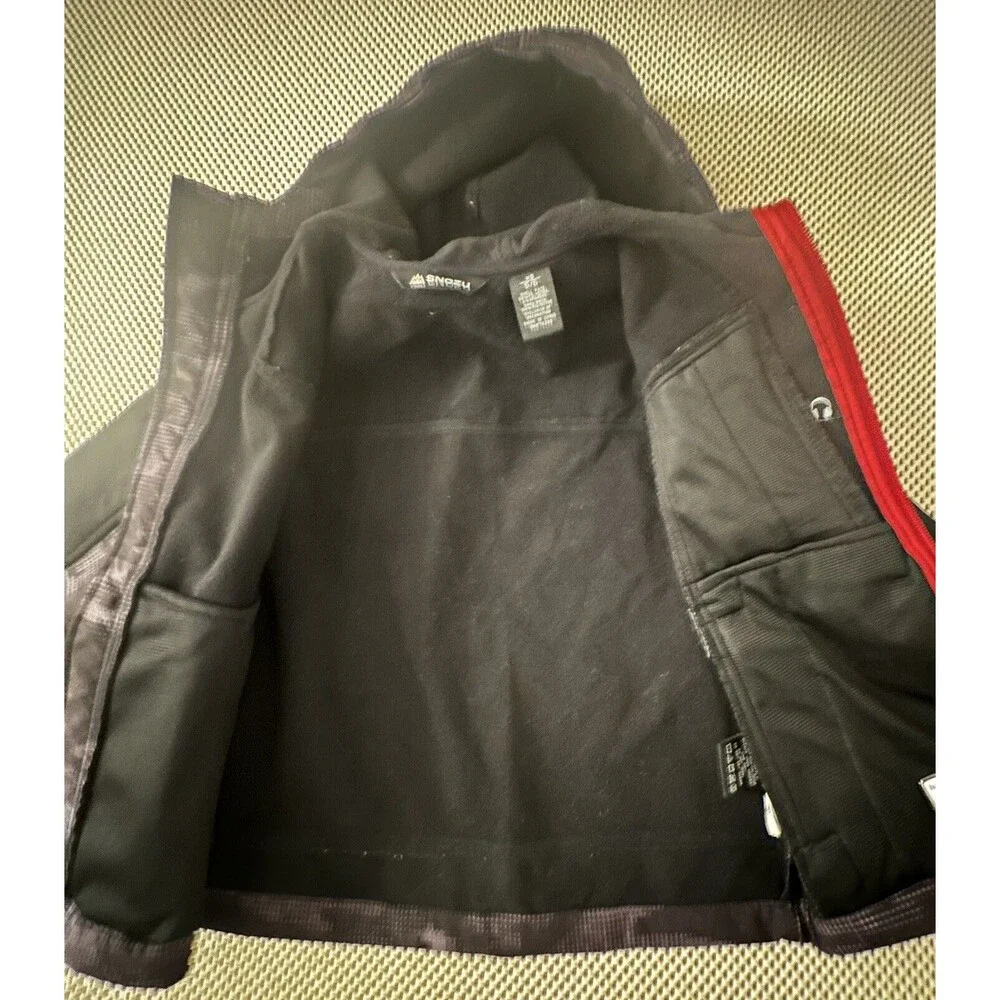 Snozu Youth Hooded Jacket Size 5/6 Softshell Boys/Girls Warm Coat Kids Black Dot